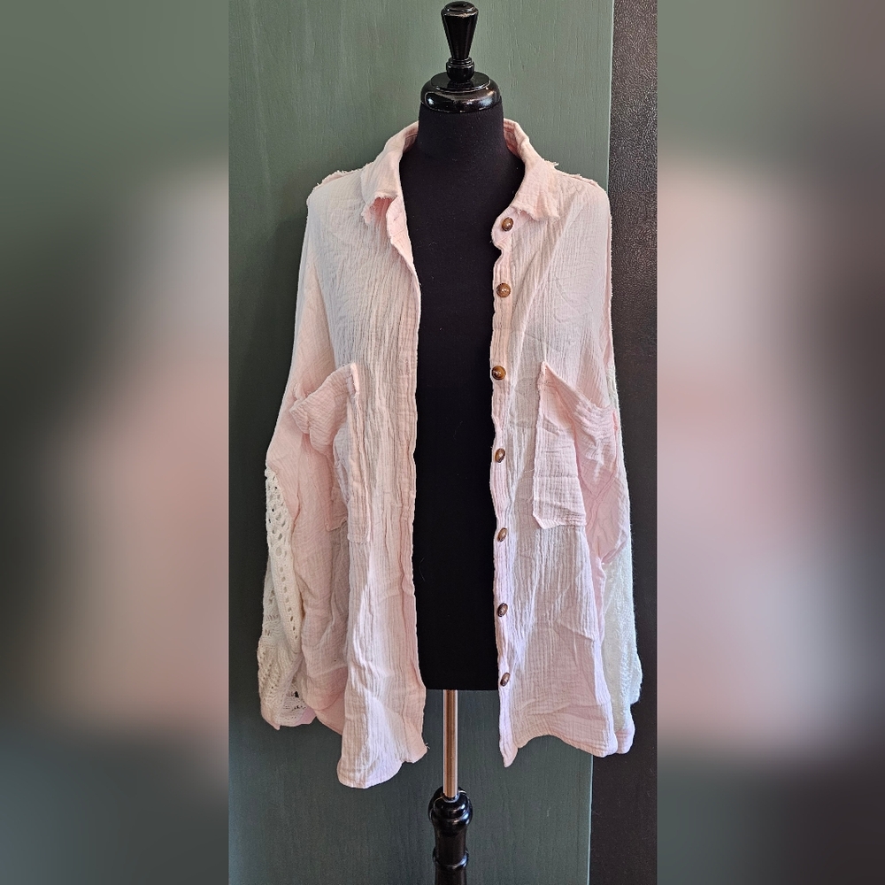 POL Pink Button-Up Women's Top